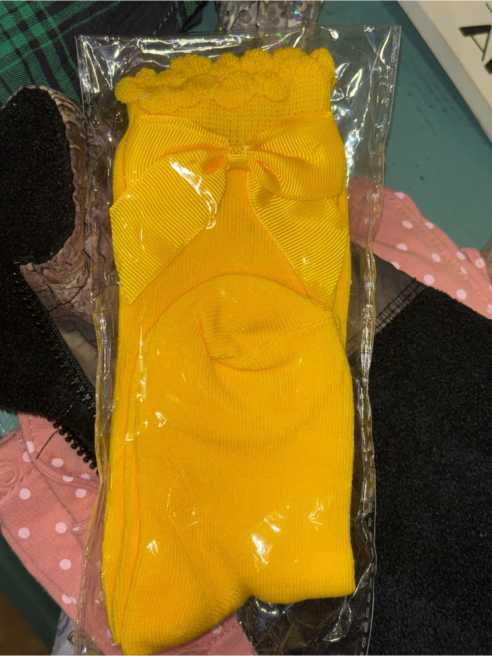 Yellow Bow Accent Knee-High Socks